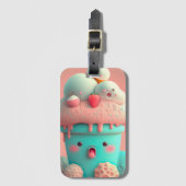 かわいいピンクかわいいアイスクリームノート ラゲッジタグ (正面縦)