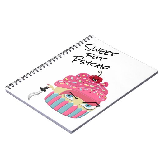 かわいいピンクかわいいカップケーキスケッチ怖いハロウィーン ノートブック (左側)