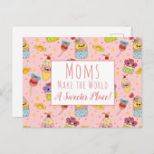 かわいいピンクかわいいカップケーキハッピーマザーズデイ ポストカード (正面/裏面)