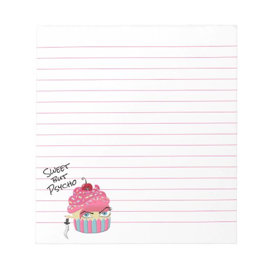かわいいピンクかわいいキラーカップケーキハローウィンパーティ ノートパッド (正面)