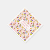 かわいいピンクかわいいスイーツハッピー1歳パーティー スタンダードカクテルナプキン (角)