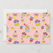 かわいいピンクかわいいスイーツハッピー1歳パーティー 招待状 (裏面)