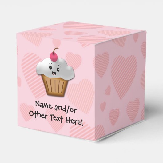 かわいいピンクかわいいハッピー顔カップケーキガールズ フェイバーボックス (裏面サイド)