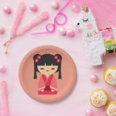 かわいいピンクこけし日本の人形 ペーパープレート (パーティー)