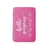 かわいいピンクこんにちはゴージャス バスマット (正面縦)