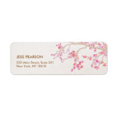 かわいいピンクさくらんぼフローラ自然 ラベル (正面)