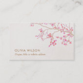 かわいいピンクさくらんぼフローラ自然 名刺 (正面)