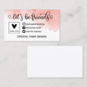 かわいいピンクで友達になろうソーシャルメディアのロゴ 名刺 (正面/裏面)