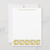 かわいいピンクとイエローの幾何学模様オーダーメイド ノートカード (正面)