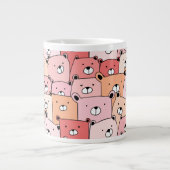 かわいいピンクとオレンジのクマ ジャンボコーヒーマグカップ (正面)