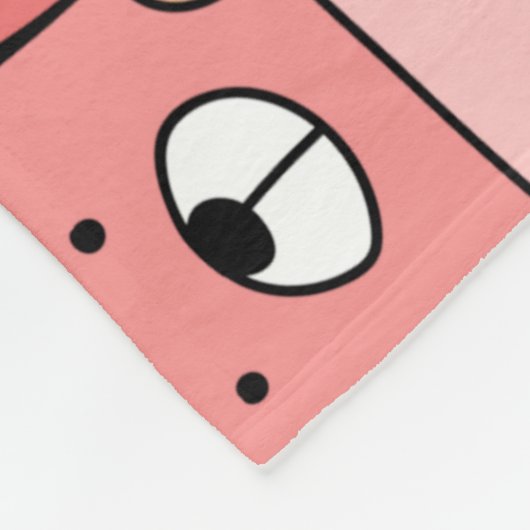 かわいいピンクとオレンジのクマ フリースブランケット (角)