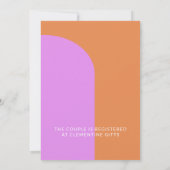 かわいいピンクとオレンジのレトロフォトカップルのシャワー 招待状 (裏面)