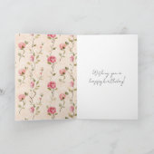 かわいいピンクとクリームのバラの花の誕生日 カード (内部)