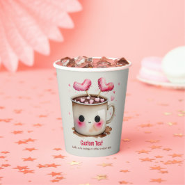 かわいいピンクとクリームの水色ホットココアマグ 紙コップ