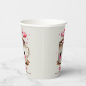 かわいいピンクとクリームの水色ホットココアマグ 紙コップ (右)