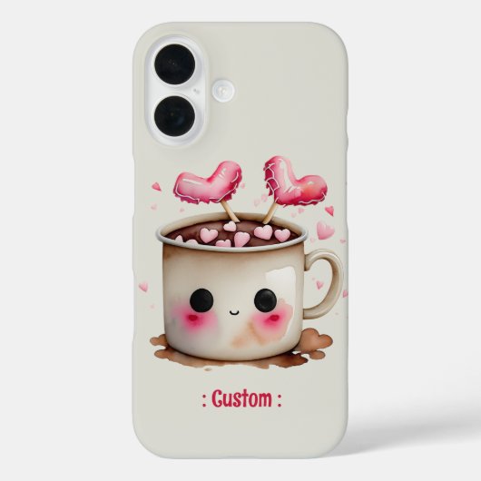 かわいいピンクとクリームの水色ホットココアマグ Case-Mate iPhoneケース (裏面)