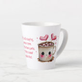 かわいいピンクとクリームの水色ホットココアラブ カフェラテマグ (右アングル)