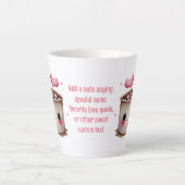 かわいいピンクとクリームの水色ホットココアラブ カフェラテマグ (正面)