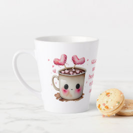 かわいいピンクとクリームの水色ホットココアラブ カフェラテマグ