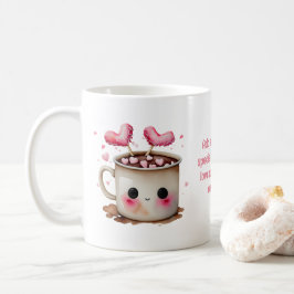 かわいいピンクとクリームの水色ホットココアラブ コーヒーマグカップ