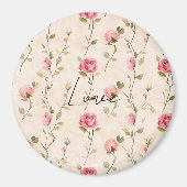 かわいいピンクとクリーム色のローズの花愛 マグネット (正面)