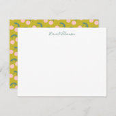 かわいいピンクとグリーンさくらんぼフルーツパーソナライズされた名 ノートカード (正面/裏面)