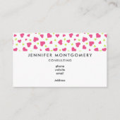 かわいいピンクとグリーンのハートの転がり模様 名刺 (裏面)