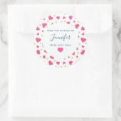 かわいいピンクとグリーンのハートパターンキッチン ラウンドシール (バッグ)