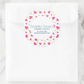 かわいいピンクとグリーンのハートパターン事業 ラウンドシール (バッグ)