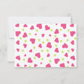 かわいいピンクとグリーンのハートパター結婚ン セーブザデート (裏面)