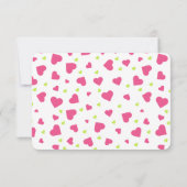 かわいいピンクとグリーンのハート柄 出欠カード (裏面)