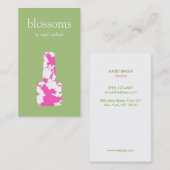 かわいいピンクとグリーンネイルサロンマニキュリスト 名刺 (正面/裏面)