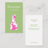 かわいいピンクとグリーンネイルサロンマニキュリスト 名刺 (正面/裏面)