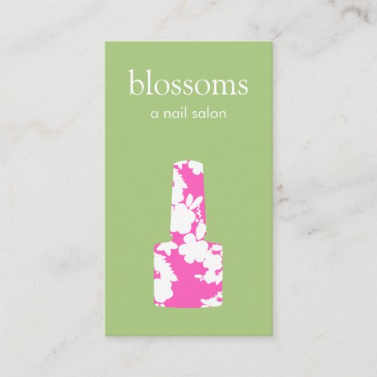 かわいいピンクとグリーンネイルサロンマニキュリスト 名刺 (正面)