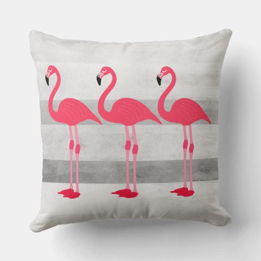 かわいいピンクとグレーのフラミンゴデザイン枕 クッション (裏面)