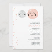 かわいいピンクとグレーの惑星ベビーガールシャワー 招待状 (正面)