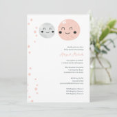 かわいいピンクとグレーの惑星ベビーガールシャワー 招待状 (スタンド正面)