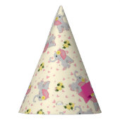 かわいいピンクとグレーエレファントフローラ誕生日 パーティーハット (左)