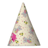 かわいいピンクとグレーエレファントフローラ誕生日 パーティーハット (右)