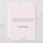 かわいいピンクとゴールドのフレームの卒業お礼カード 招待状 (裏面)