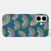 かわいいピンクとティール(緑がかった色)グリーンのレインボーパターン Case-Mate iPhoneケース (裏面 (横))