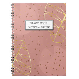 かわいいピンクとバラ金ゴールド名パーソナライズされた ノートブック
