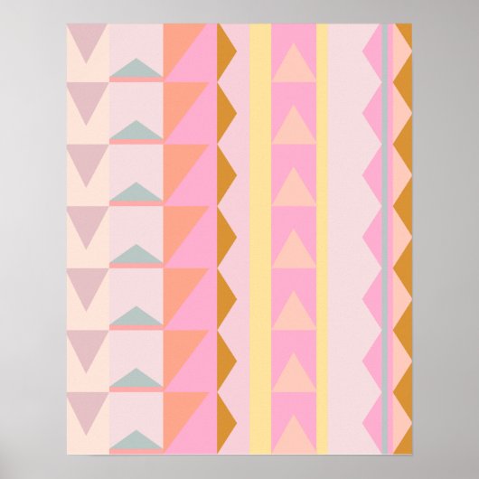 かわいいピンクとパステルカラー幾何学模様 ポスター (正面)