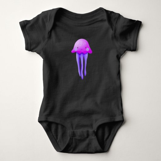 かわいいピンクとパープルのクラゲ ベビーボディスーツ (正面)