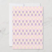 かわいいピンクとパープルのグルーヴィーレトロベイビーシャワー 招待状 (裏面)