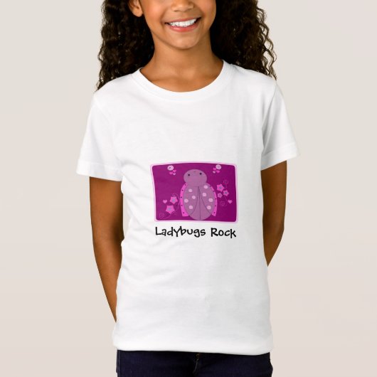 かわいいピンクとパープルのテントウムシ Tシャツ (正面)