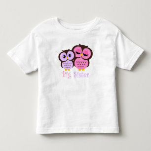 かわいいピンクとパープルのフクロウ 大きな姉 トドラーTシャツ