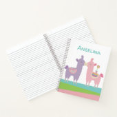 かわいいピンクとパープルのラマがキスするカワイイ女の子の学校 ノートブック (内部)