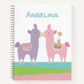 かわいいピンクとパープルのラマがキスするカワイイ女子校 ノートブック (正面)