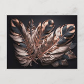 かわいいピンクとブラックの装飾羽根 ポストカード (正面)